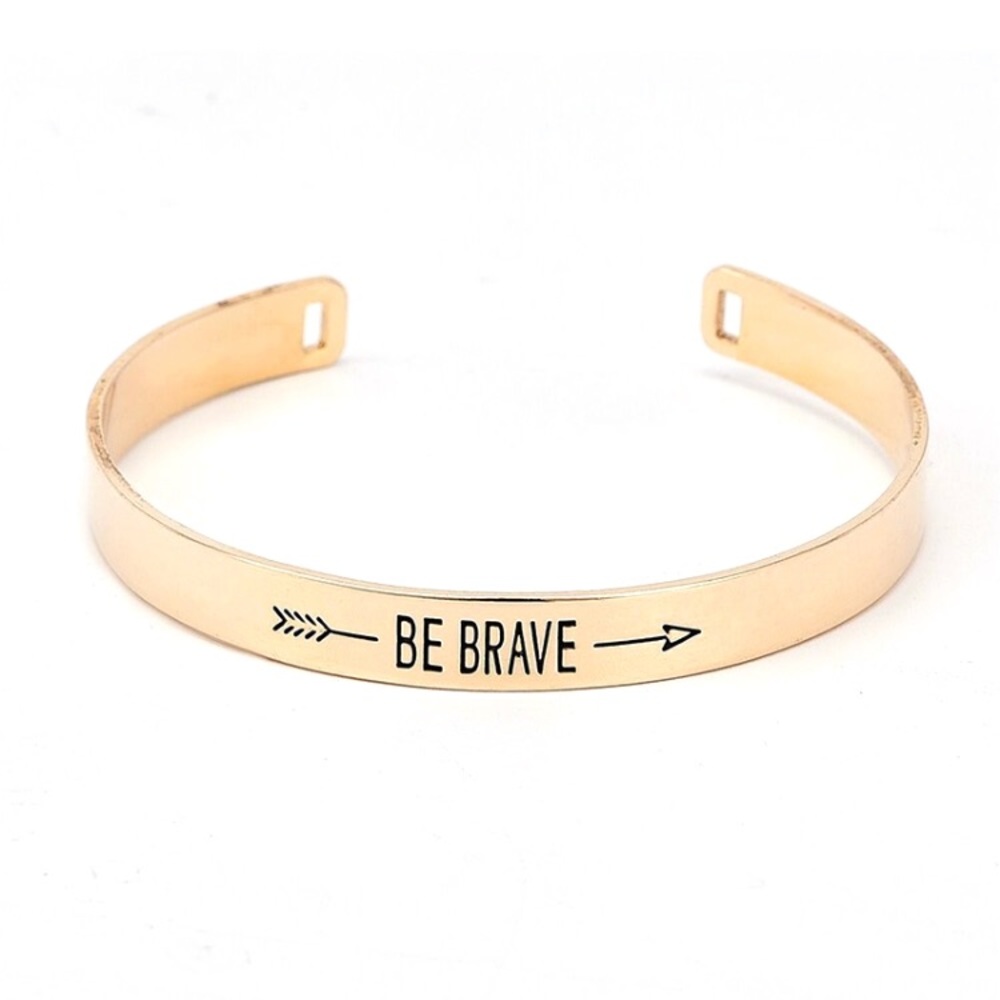 Gold Three Cuff Bracelet Bow Brave Love Set - Picture 3 of 6